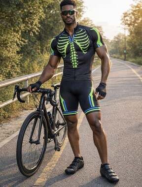 Men's Neon Skeleton Bones Cycling one piece suit